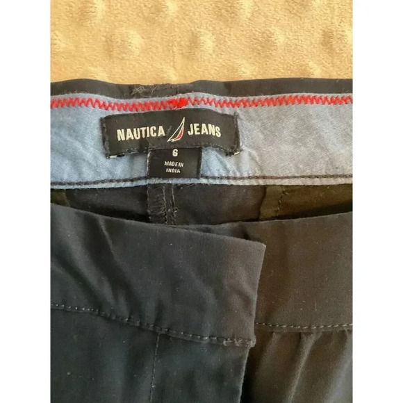 NWT Nautica  Womens Navy Blue Long Shorts Belt Loops‎ Cotton Blend Size 6 - Picture 2 of 6